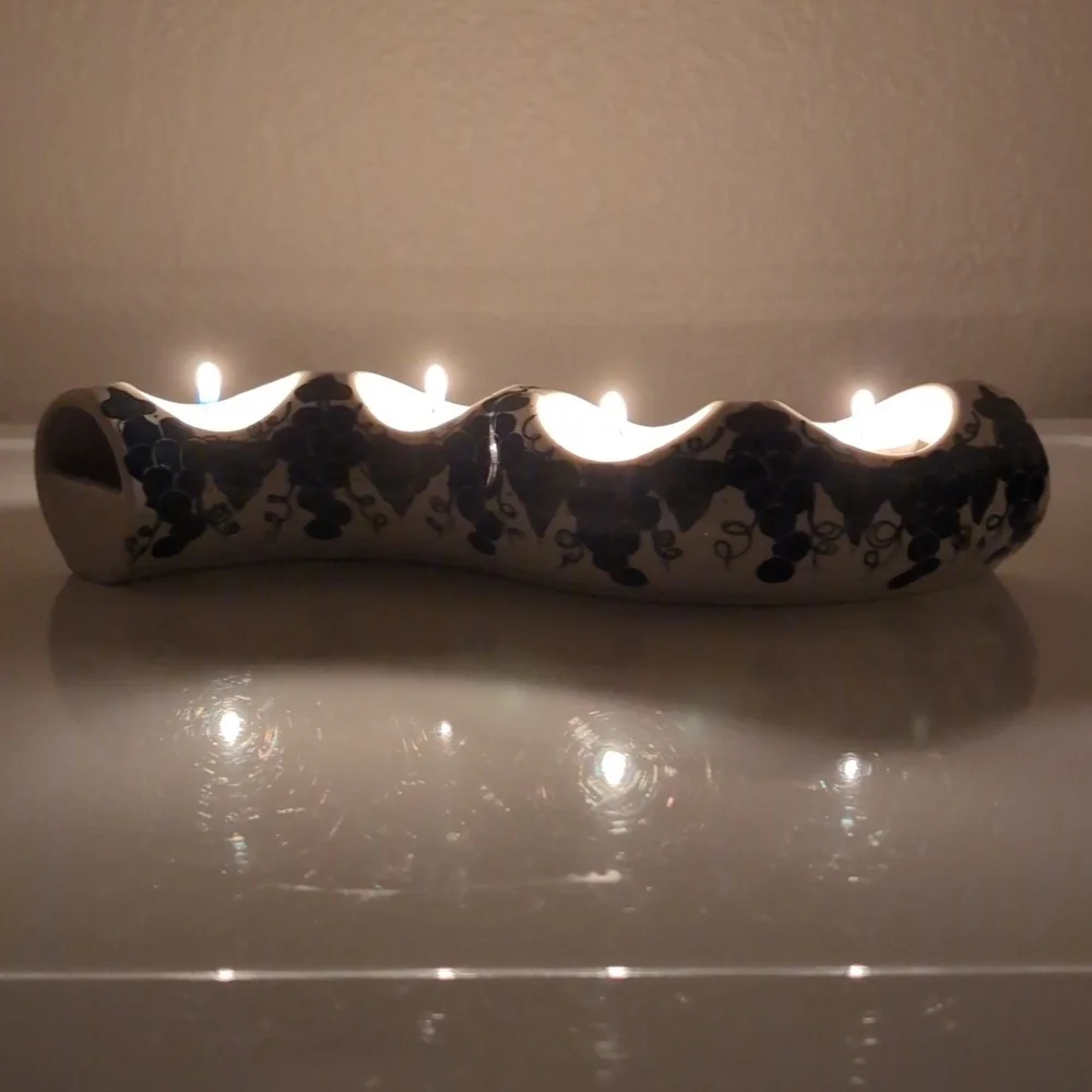 Andy Unikat Polish Pottery Advent Candle Centerpiece - Hand Made Hand Painted